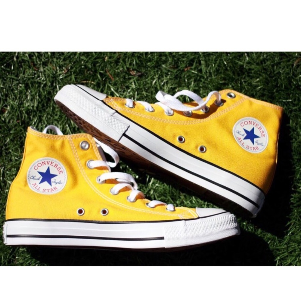 STILL AVAILABLE!! CUSTOM HIGHTOP YELLOW CONVERSE!